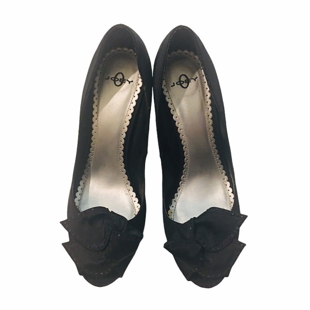 Joey Black Peep Toe Sparkle Heels - Picture 2 of 16